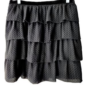 Massimo Dutti Skirt Black Tiered Ruffle with velvet waist Style 5203 Size Medium